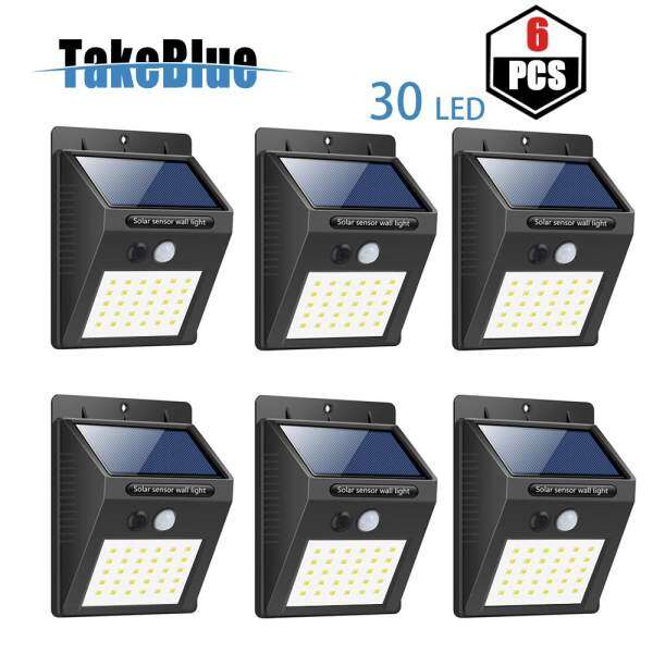 TakeBlue 30 LED Solar Lights Outdoor , 3 Intelligent Modes , Waterproof Solar Powered Motion Sensor Light Wireless Security Lights Outside Wall Lamp for Driveway Patio Garden Path ( 6 Pack )