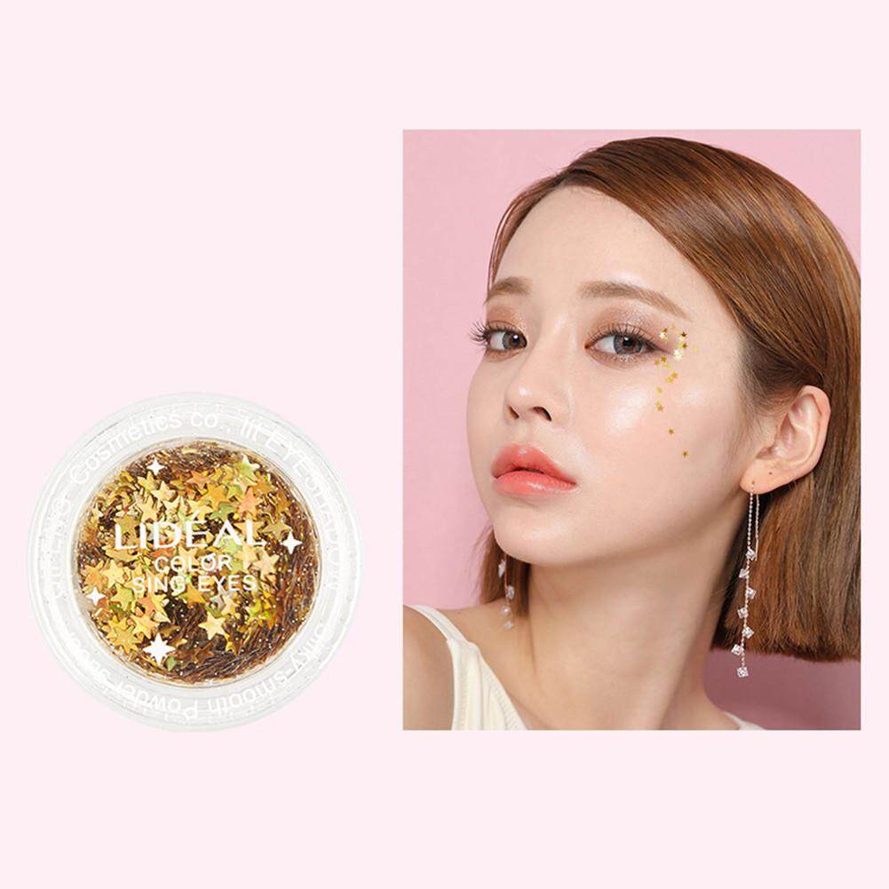 6 สี Glitter เพชรผงทอง Glitter SHINY แปรงแต่งหน้าใบหน้าดวงตา Pentagram ประดับเล็บ