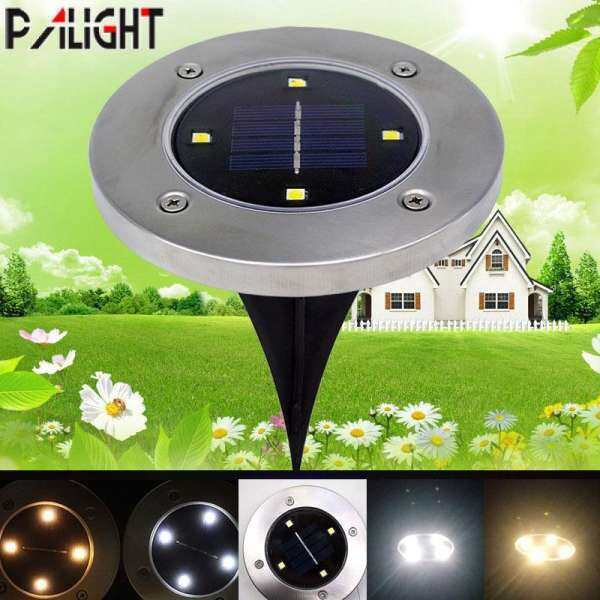 PAlight Outdoor Lawn Lamp Solar Power Ground Light Waterproof 4 Leds Underground Lamp For Garden Yard Road Path