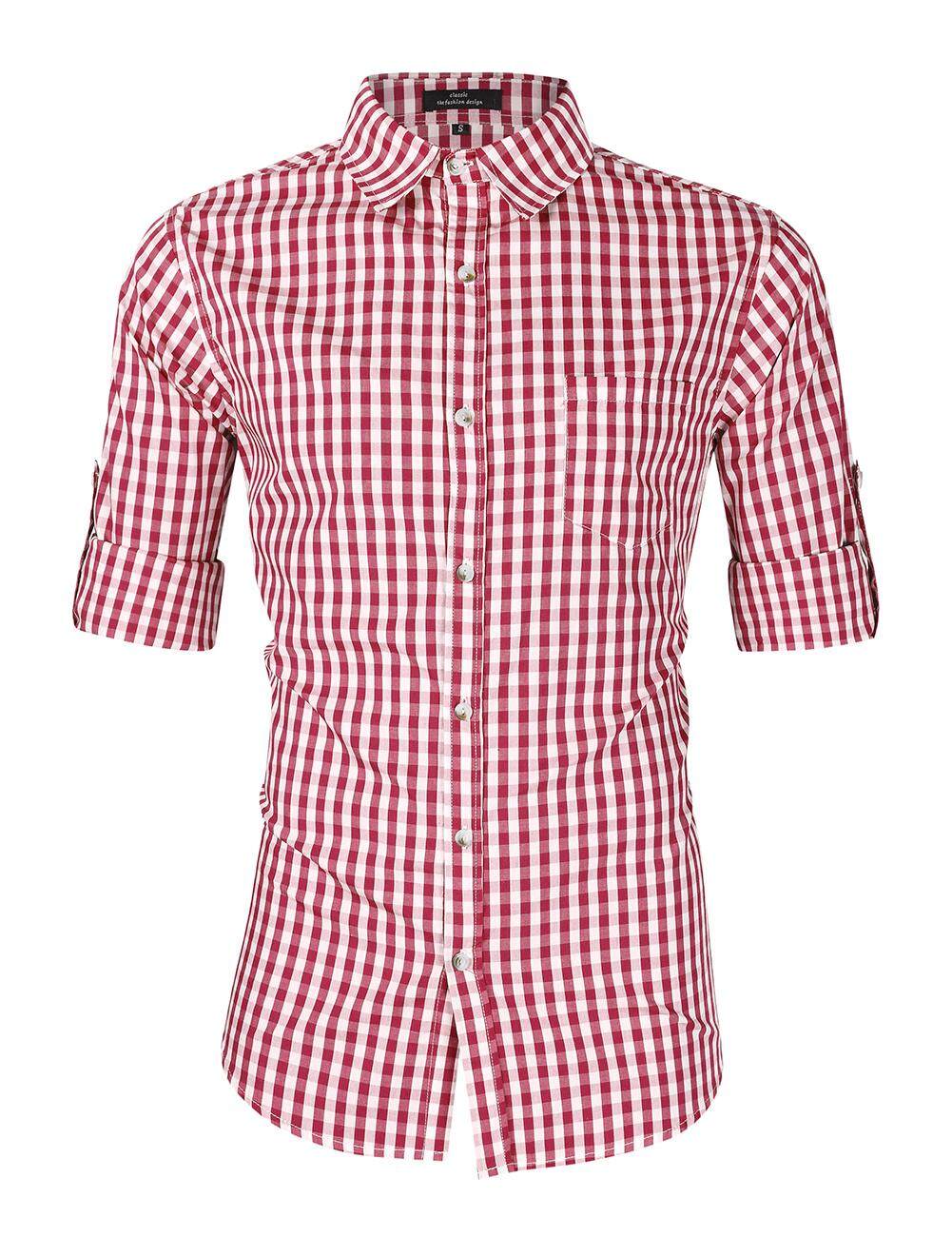 OS ชาย Oktoberfest ชุดแขนยาวเสื้อลายสก๊อตกระเป๋าด้านหน้าคลาสสิกเสื้อ Tops OS ชาย Oktoberfest ชุดแขนยาวเสื้อลายสก๊อตกระเป๋าด้านหน้าคลาสสิกเสื้อ Tops