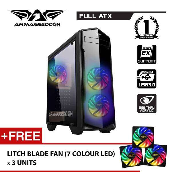T5x Pro Full ATX - Smart Gaming Structure PC Chassis Free 7 Pulsating Lighting LED Fan (x3) By Armaggeddon Malaysia