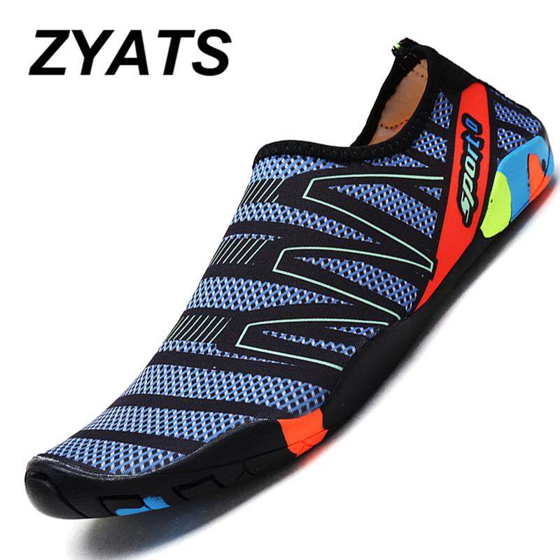 ZYATS รองเท้าน้ำผู้ชายและผู้หญิงคู่ผู้ปกครอง - รองเท้าเด็กเสื้อยืดผู้หญิงแฟชั่นคุณภาพว่ายน้ำและรองเท้าโยคะชายและหญิงท่องน้ำถุงเท้าสำหรับชายหาดรองเท้าขนาด 35-46
