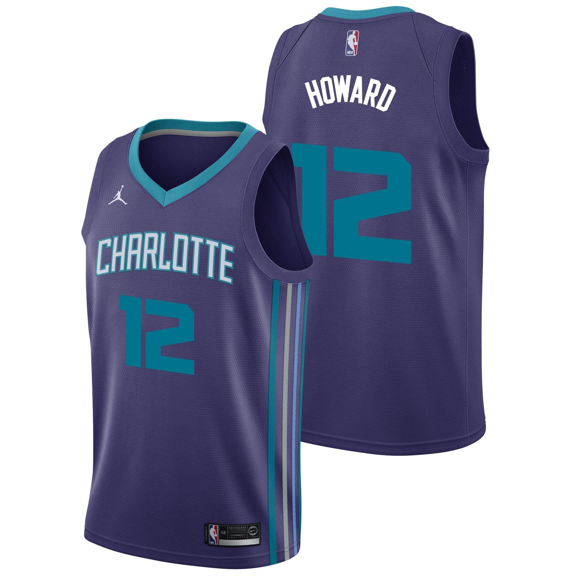 NBA For Male Basketball Clothes Num 12 Dwight Howard Charlotte Hornets Swingman Jersey lightweight Soft Size small Aqua Icon Edition