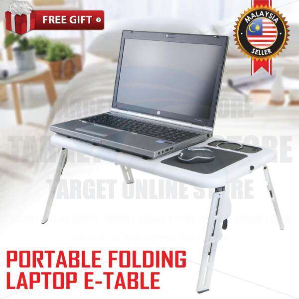 Portable Folding Adjustable E-Table Laptop Table Bed USB Cooling Fan Malaysia