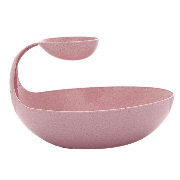 BolehDeals Multifunctional Drain Fruit Basket Snack Candy Salad Dish Tray Plate Green/Beige/Pink