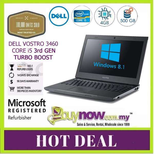 Refurbished USED Notebook Laptop Dell Vostro 3460 Intel Core i5-3210M Processor 3rd Gen (2.50GHz, with Turbo Boost 2.0 up to 3.10GHz) Ram 4 GB - HDD 500 GB - Free Bag Malaysia
