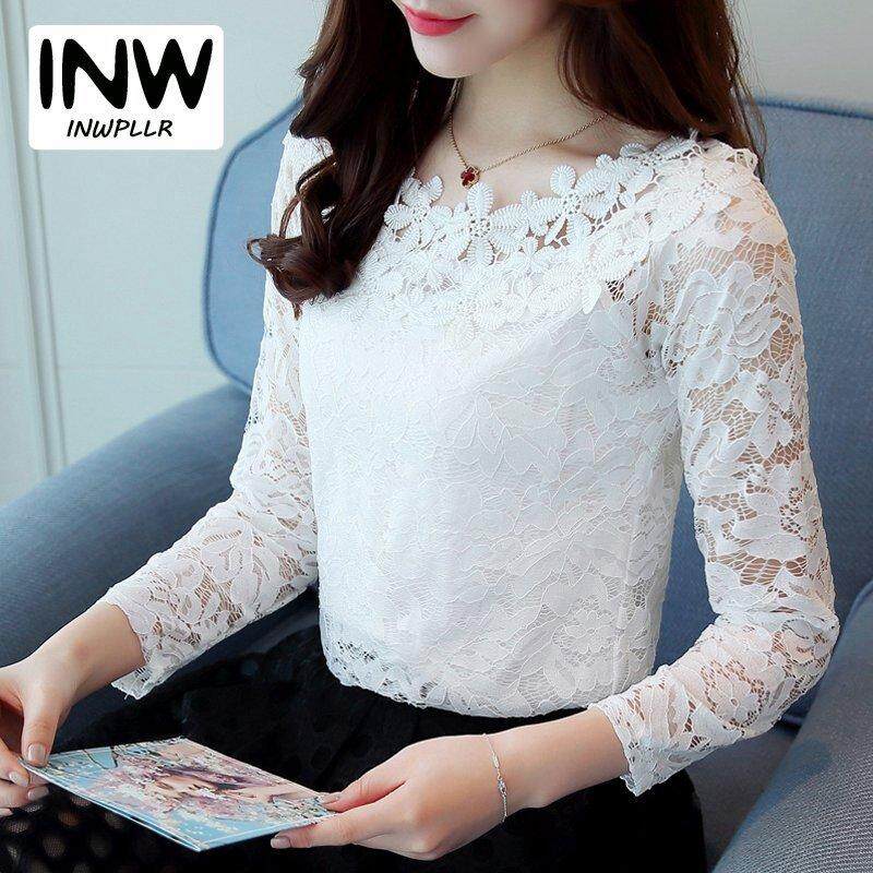 INWPLLR ใหม่ฤดูใบไม้ร่วงเสื้อสตรีลูกไม้ปิดไหล่เสื้อแฟชั่นเกาหลีแขนยาวเสื้อดอกไม้สุภาพสตรีเสื้อผู้หญิงเย็บปะติด INWPLLR ใหม่ฤดูใบไม้ร่วงเสื้อสตรีลูกไม้ปิดไหล่เสื้อแฟชั่นเกาหลีแขนยาวเสื้อดอกไม้สุภาพสตรีเสื้อผู้หญิงเย็บปะติด
