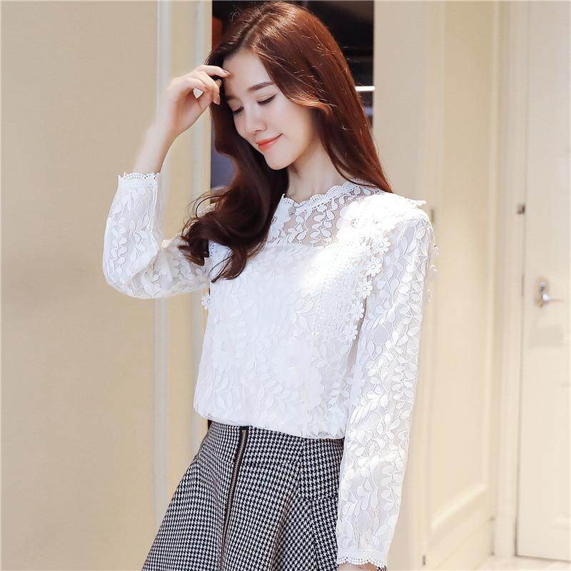 เสื้อลูกไม้เกาหลีบวกกำมะหยี่ใหม่แขนยาว