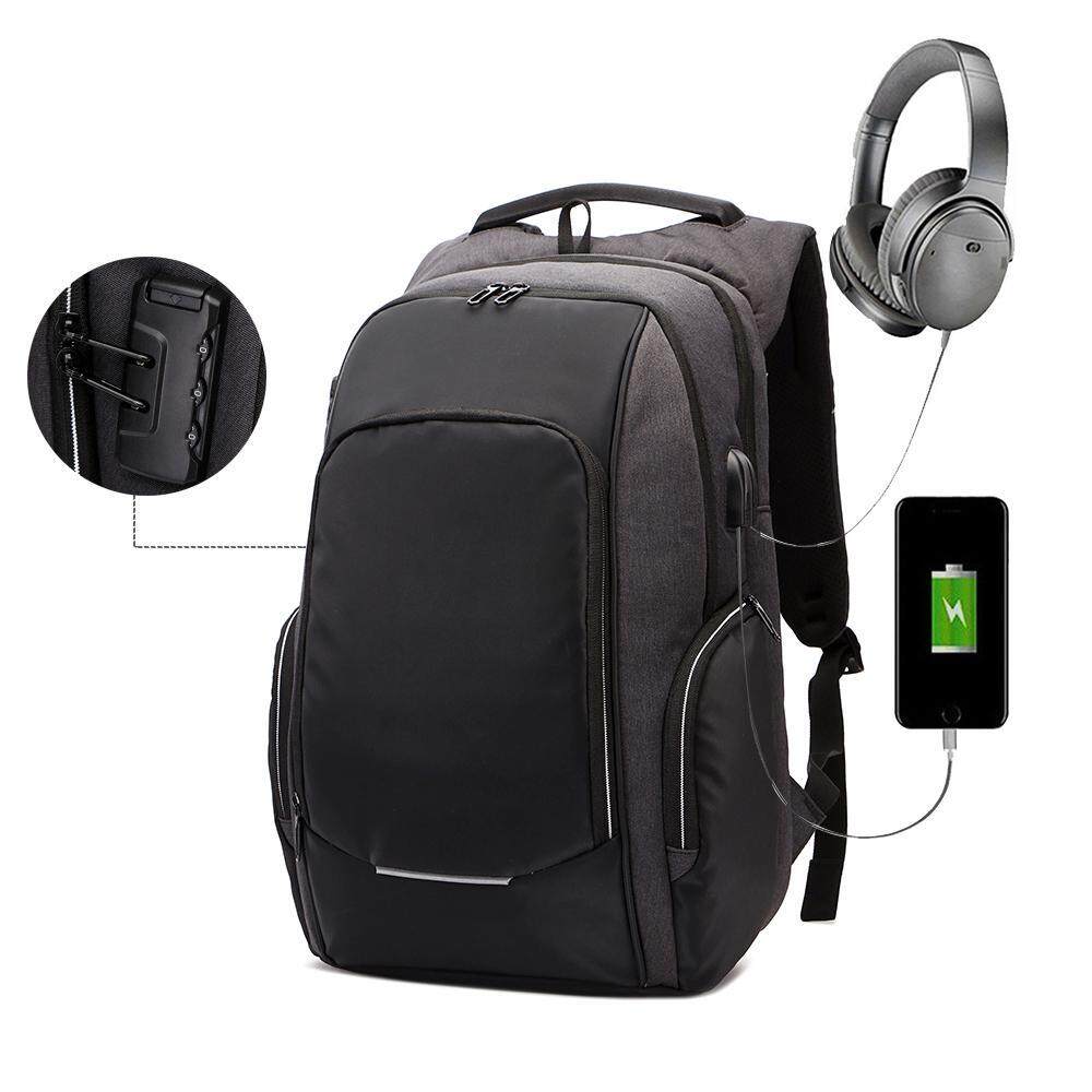 NiceEshop กระเป๋าเป้สะพายหลังแล็ปท็อปป้องกันการโจรกรรม USB ชาร์จและพอร์ตหูฟัง, 15.6 นิ้วธุรกิจ Slim กระเป๋าโน้ตบุ๊กกระเป๋าเป้เดินทางสำหรับผู้ชายผู้หญิง, โรงเรียนวิทยาลัย Back Pack สำหรับนักเรียน - INTL