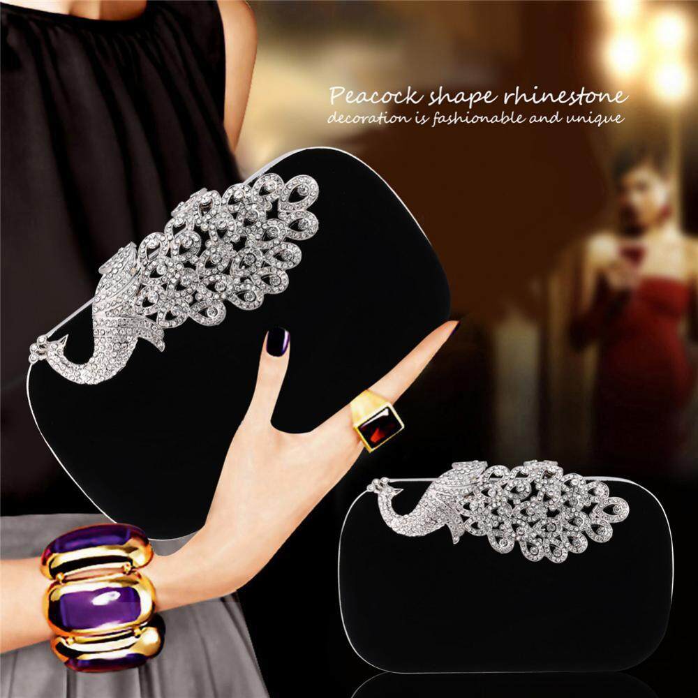 ผู้หญิงแฟชั่นผู้หญิง Elegant Rhinestone กระเป๋าถืองานกลางคืนกระเป๋าถือออกงาน - INTL