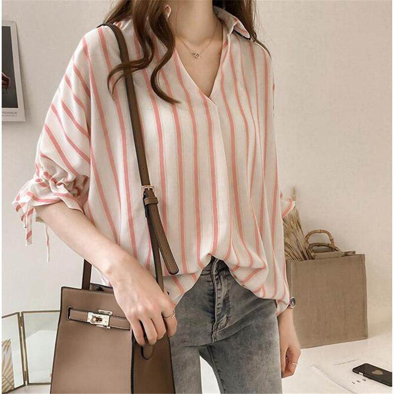 ใหม่ผู้หญิงสบายๆ Basic เสื้อฤดูร้อน Stripe เสื้อเสื้อขนาดใหญ่พิเศษ - INTL ใหม่ผู้หญิงสบายๆ Basic เสื้อฤดูร้อน Stripe เสื้อเสื้อขนาดใหญ่พิเศษ - INTL
