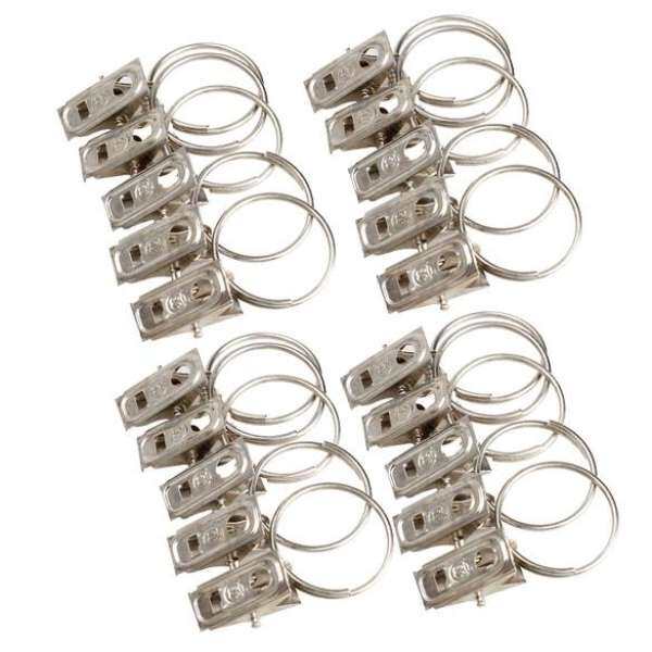 (Giao hàng miễn phí cho cả ba chiếc đến Hà Nội）20pcs Stainless Steel Window Shower Curtain Rod Clips Rings Drapery Clips - intl (Antique White)