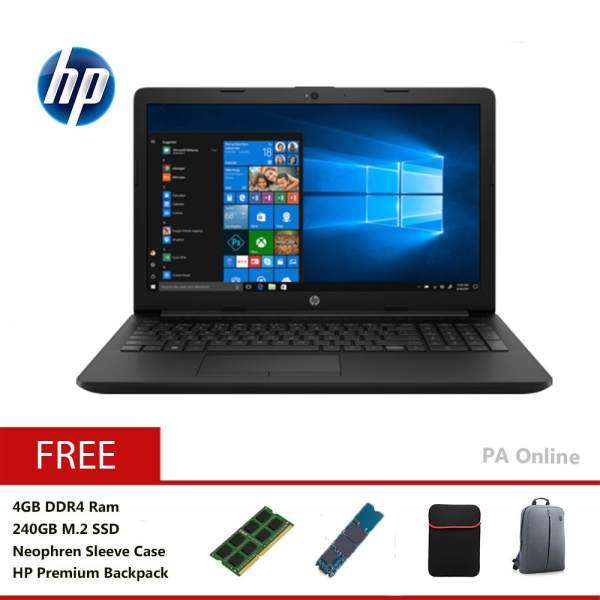 HP 15-da0006TX (240GB SSD)- Intel Core i5-8250u/8GB DDR4 Ram/240GB SSD+1TB HDD/15.6 FHD LED/2GB NVD MX110/Win 10/2 Years Malaysia