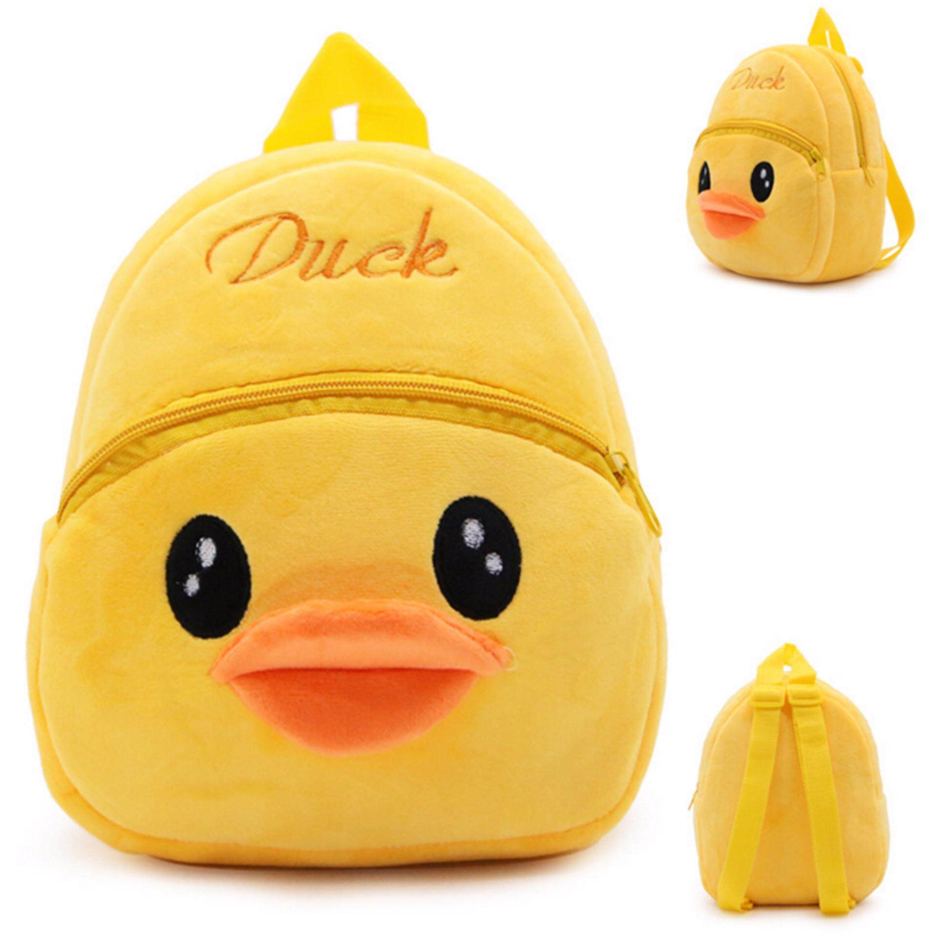 สัตว์สไตล์เด็ก Plush กระเป๋าเป้สะพายหลังเด็กเล็กก่อนวัยเรียนกระเป๋านักเรียนสีเหลืองเป็ด