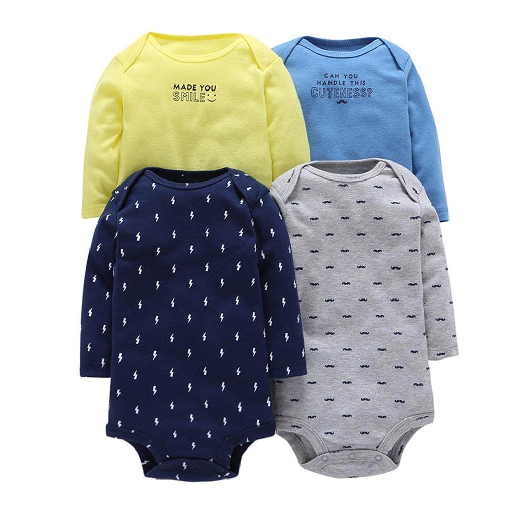 SaiDeng 4 ชิ้น/เซ็ตทารกแรกเกิด Unisex นุ่มจั๊มสูทผ้าฝ้ายรอมเปอร์แขนยาวเสื้อผ้า - ผสมสี SaiDeng 4 ชิ้น/เซ็ตทารกแรกเกิด Unisex นุ่มจั๊มสูทผ้าฝ้ายรอมเปอร์แขนยาวเสื้อผ้า - ผสมสี