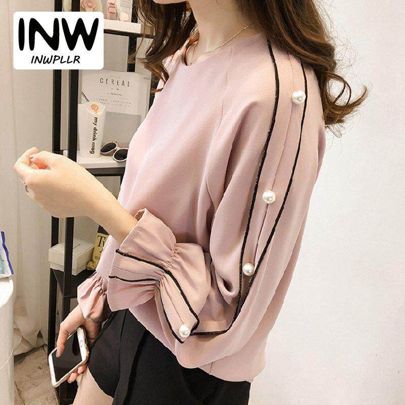INWPLLR แขนยาวผ้าชีฟองเสื้อสตรีเสื้อเบลาส์สไตล์เกาหลีฤดูใบไม้ร่วงธรรมดาเสื้อสตรีขนาดพิเศษ Beading เสื้อแฟชั่นเสื้อผู้หญิงเสื้อ INWPLLR แขนยาวผ้าชีฟองเสื้อสตรีเสื้อเบลาส์สไตล์เกาหลีฤดูใบไม้ร่วงธรรมดาเสื้อสตรีขนาดพิเศษ Beading เสื้อแฟชั่นเสื้อผู้หญิงเสื้อ