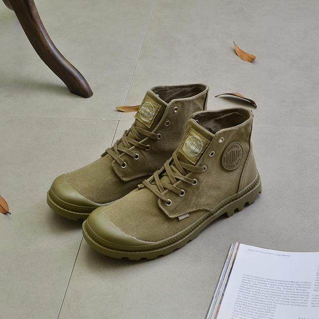 QQ แฟชั่นผู้ชายรองเท้าผ้าใบพักผ่อน Antiskid สวมใส่รองเท้าบูท Martin QQ แฟชั่นผู้ชายรองเท้าผ้าใบพักผ่อน Antiskid สวมใส่รองเท้าบูท Martin