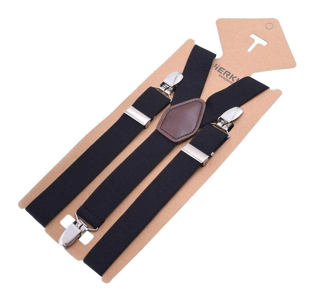 SMILE YKK Unisex 3 คลิป Y กลับรั้งยืดหยุ่นกางเกงปรับได้ Suspenders