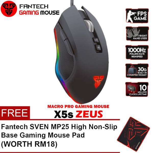 FANTECH (SP39) X5S ZEUS 4800DPI Six Macro Programmable Buttons USB Optical Macro Pro Gaming Mouse with Running RGB Chroma Luminous Lights Malaysia