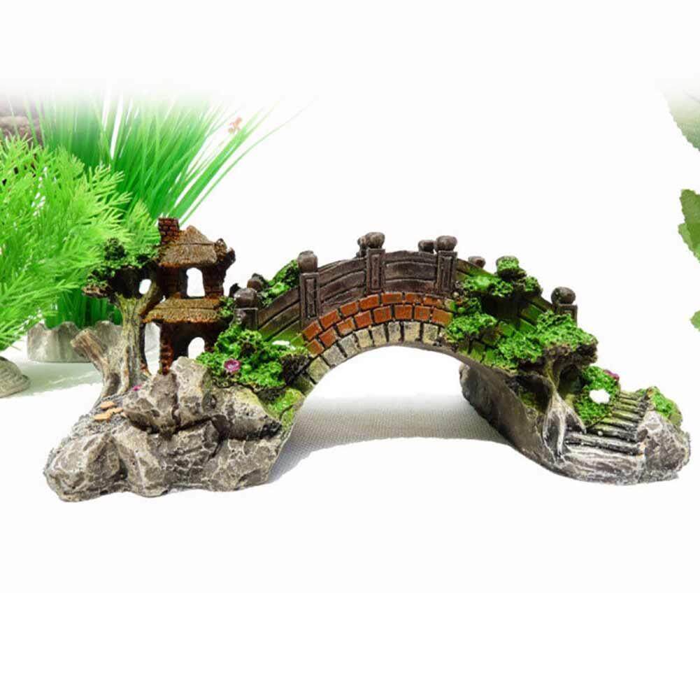 Qimiao จำลองเรซิ่นทิวทัศน์สะพานเครื่องประดับสำหรับ Aquarium ตู้ปลาตกแต่ง - INTL