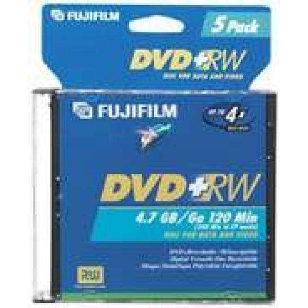 Blank Media Fujifilm Media 25322075 DVD+RW 4.7GB 120 Mintes Disc 4X Jewel Storage Media - 5 Pack (Discontinued by Manufacturer) - intl