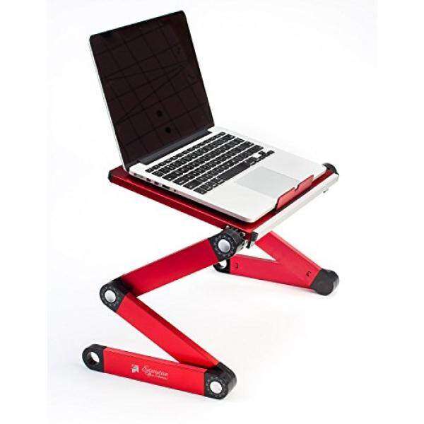 Portable Adjustable Aluminum Laptop Desk/Stand/Table Vented Notebook-Macbook-Ultra Light Weight Ergonomic TV Bed Large Lap Tray Stand Up/Sitting-Red Malaysia