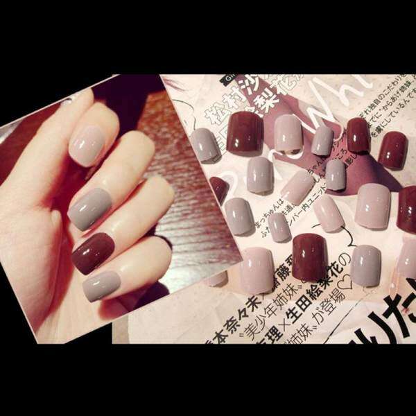 24Pcs/Set Beauty Full Nail Tip Short Smooth False Nails Pure Color Nail Art Tool - intl Philippines