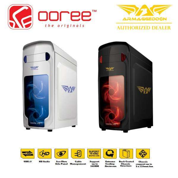 GENUINE ARMAGGEDDON VESTA V2FX GAMING PC COATED CHASSIS BLACK WITHOUT PSU SEE THRU TRANSPARENT SIDE PANEL Malaysia