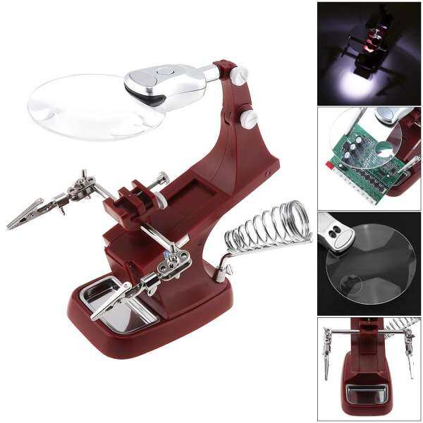 3X / 4.5X USB 360 Rotation Desk-top Adjustable Welding Magnifier with Alligator Clip Holder Clamp and Two LED Lightness - intl