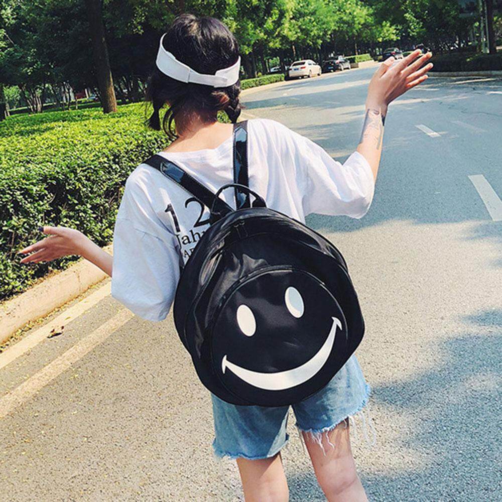 Foonee 2018 Korean version of the cute personality 2018 new fashion wild hit color smiley big backpack bag