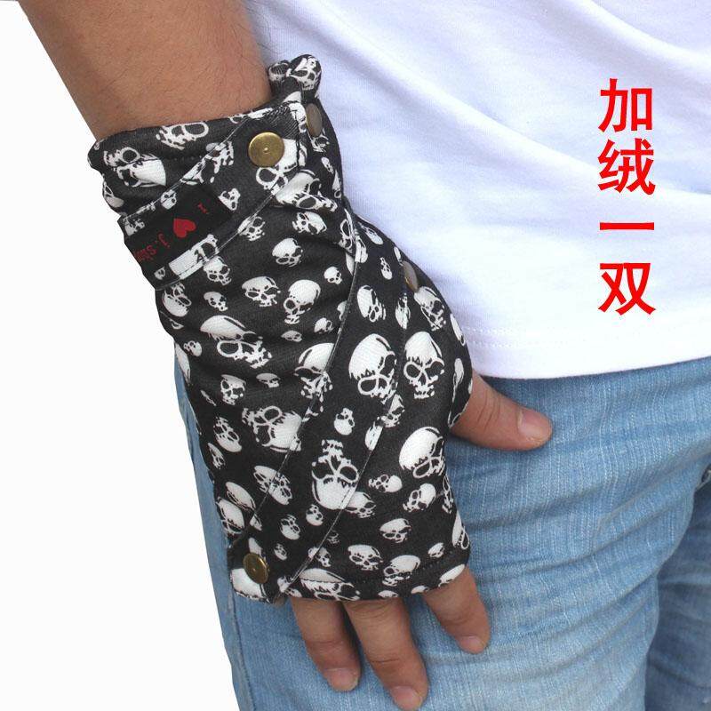 ฤดูใบไม้ร่วงและฤดูหนาวผู้ชายถุงมือให้ความอบอุ่นขับรถของถุงมือครึ่งนิ้วฝ้าย100% หน้าจอสัมผัสหญิงการแสดงป้องกันความหนาวใส่เพิ่มกำมะหยี่และหนาขึ้นถุงมือ