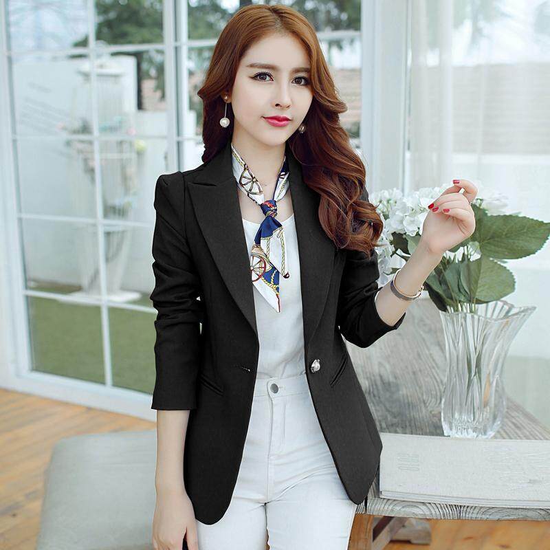 Cai Dai Fei เสื้อสูทขนาดเล็ก แขนยาว แบบลำลอง ผู้หญิง สไตล์เกาหลี (สีเขียว)