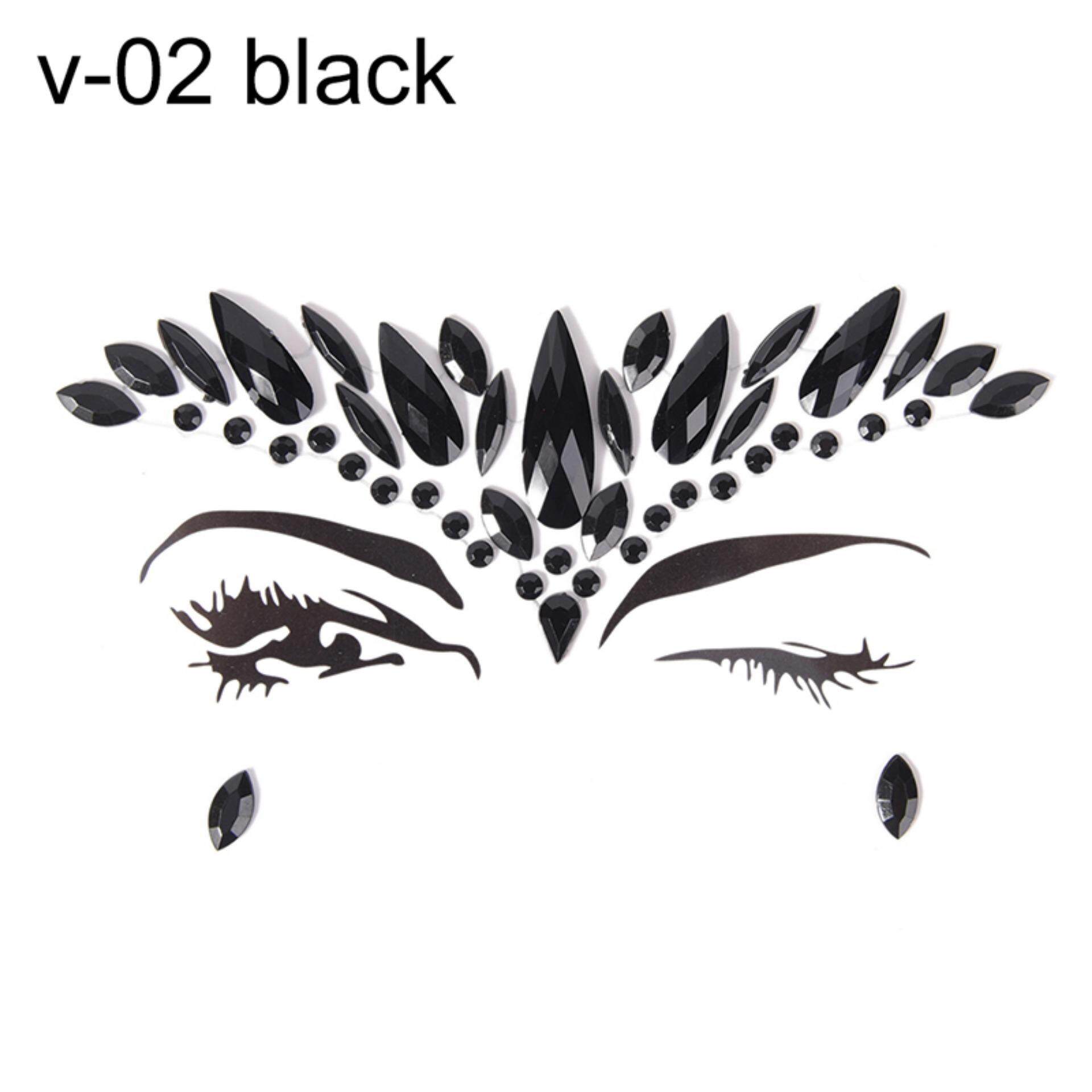 Makeup Fancy Crystal Face Body Jewels Festival Party Glitter Eye Stickers Tattoo Color: v-02 Black Makeup Fancy Crystal Face Body Jewels Festival Party Glitter Eye Stickers Tattoo Color: v-02 Black