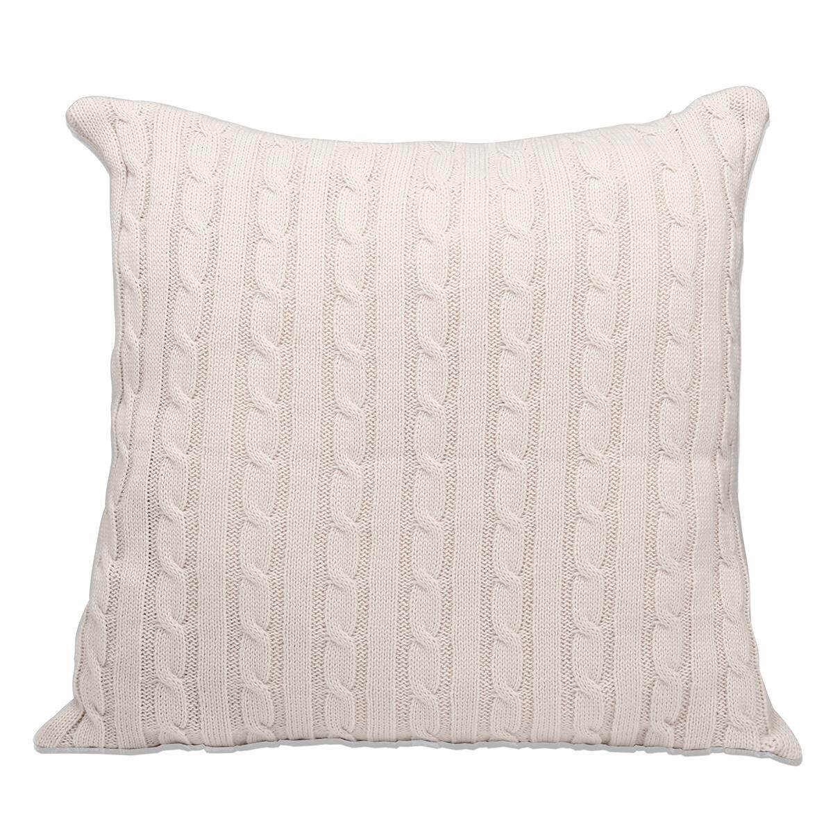 Decorative Cozy Cable Knit Throw Pillow Cover Cotton Super Soft Warm Pillow Case#Beige