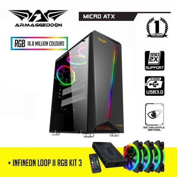 BUNDLE: Armaggeddon Kagami K1 Gaming PC Casing and Infineon Loop II RGB Kit 3 RGB Fan and FX Controller Malaysia