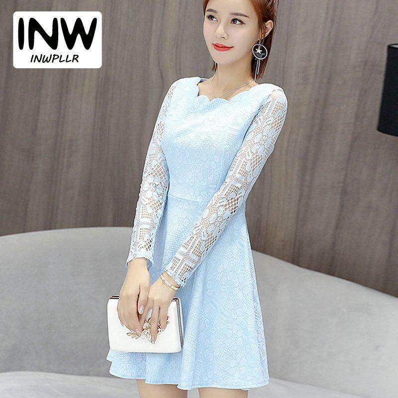 INWPLLR สไตล์เกาหลีชุดเดรสสตรี Casual WAVE คอชุดลูกไม้แฟชั่นของผู้หญิงแขนยาวชุดสุภาพสตรีฤดูใบไม้ร่วง A - Line เสื้อผ้ากุลสตรี INWPLLR สไตล์เกาหลีชุดเดรสสตรี Casual WAVE คอชุดลูกไม้แฟชั่นของผู้หญิงแขนยาวชุดสุภาพสตรีฤดูใบไม้ร่วง A - Line เสื้อผ้ากุลสตรี
