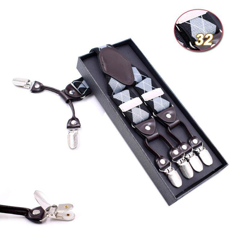 ชายใหญ่ลายสก๊อต Suspenders 6 Strong คลิปคลิปบน Y รูปร่างกว้างสายรัดแบบหนัง