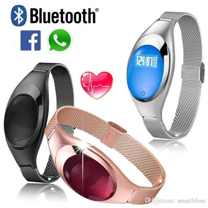 มาใหม่ล่าสุดแฟชั่น Z18 สมาร์ทสร้อยข้อมือสำหรับผู้หญิงเลือดออกซิเจนหัวใจเครื่อวัดอัตราเครื่องเตือน SNS เครื่องนับก้าวขณะเล่นกีฬากำไลข้อมืออัจฉริยะ Android IOS
