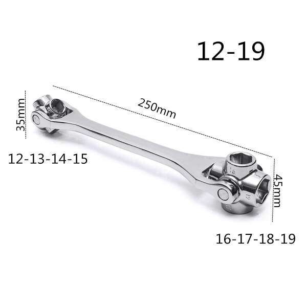 8 In 1 Double Head Spanner Socket Wrench Multi Hand Tool 360° Adjustable Steel 8-21mm/12-19mm - intl