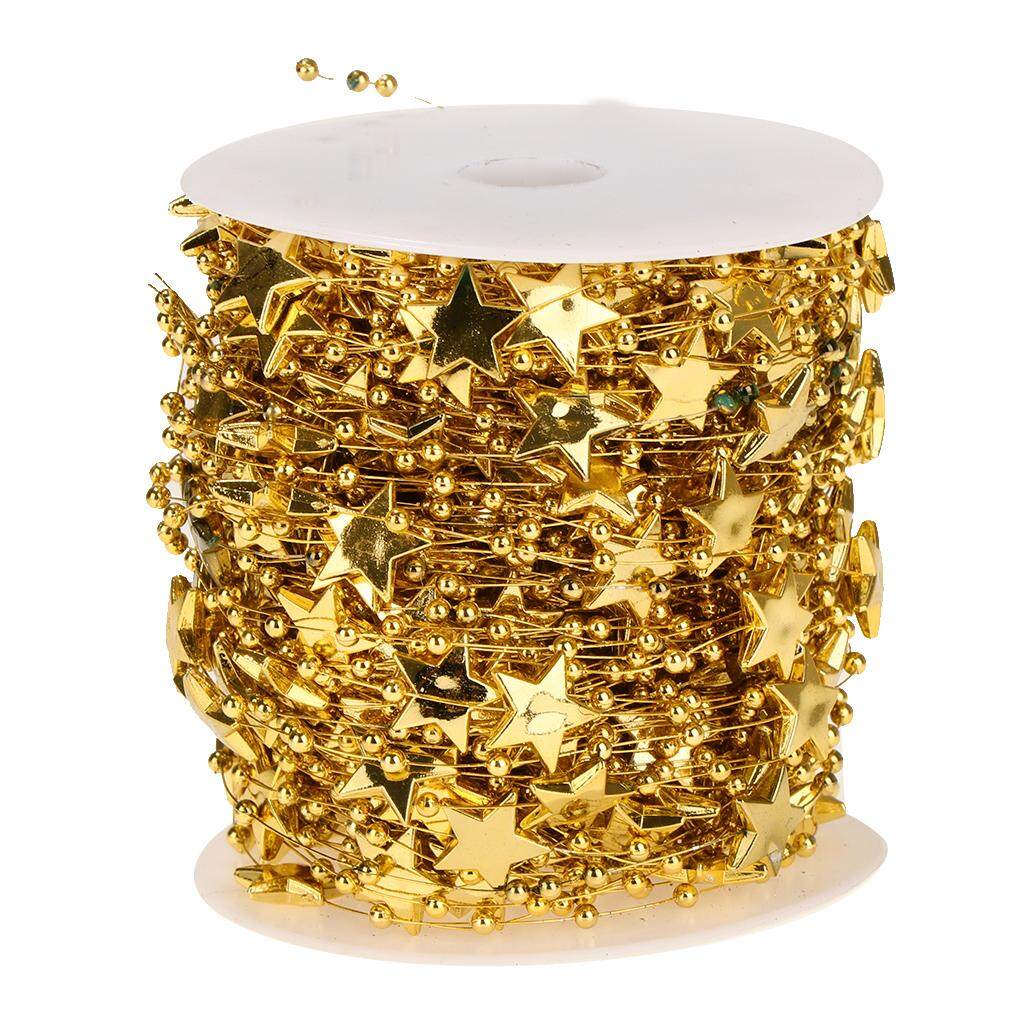 GuangquanStrade 30m Star Bead Garlands DIY Wedding Bracelet Christmas Tree Accessory Gold GuangquanStrade 30m Star Bead Garlands DIY Wedding Bracelet Christmas Tree Accessory Gold