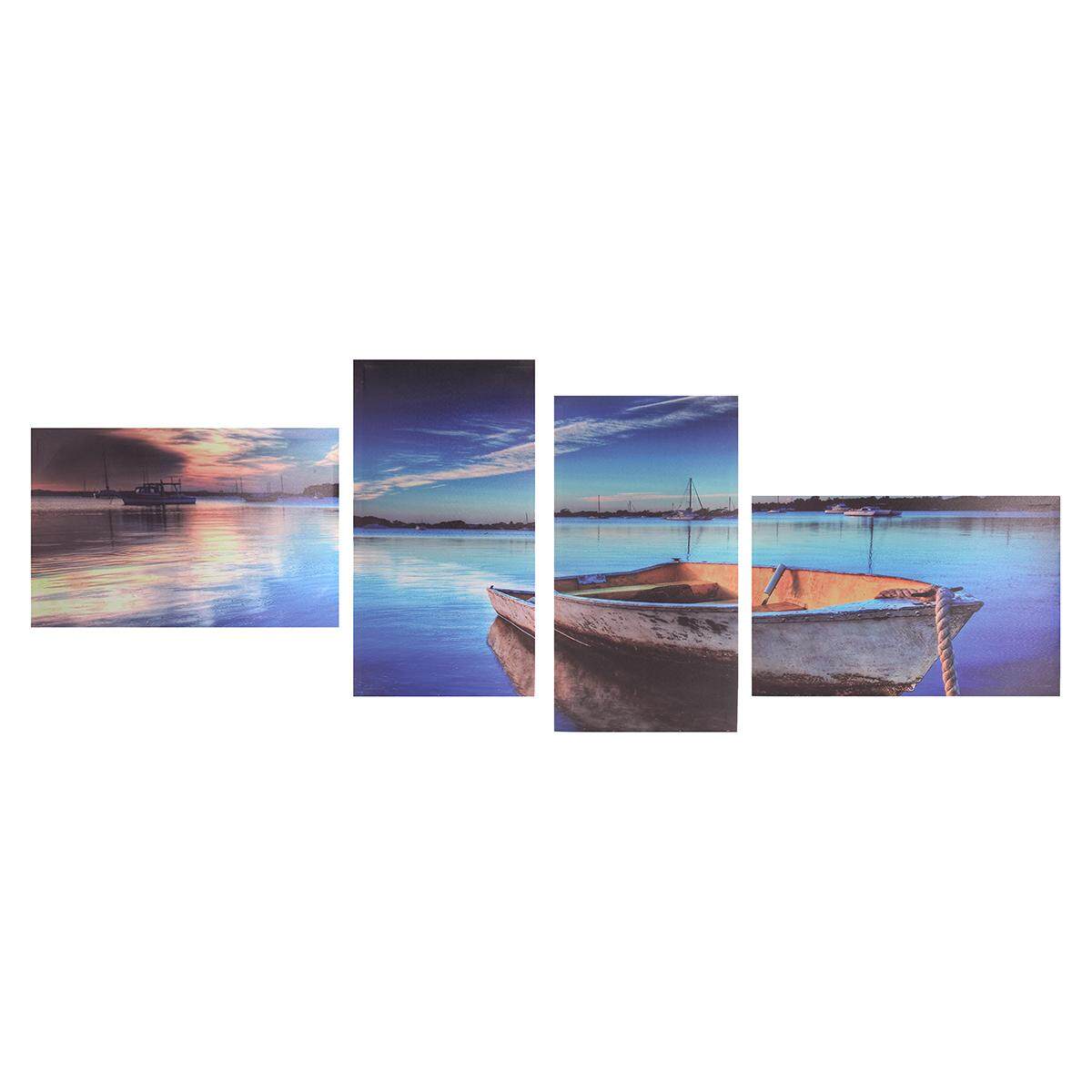 4Pcs Framed Modern Lake Boat Canvas Print Art Painting Wall Picture Home Decor