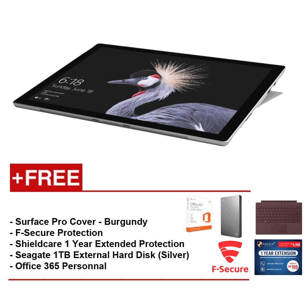 NEW Microsoft Surface Pro - Core i5 8G/256GB Free Surface Pro Type Cover (Burgundy) + Shieldcare 1 Year Extended Warranty + F-Secure EndPoint Protection + Seagate 1TB External Hard Disk(Silver) + Office 365 Personal Malaysia
