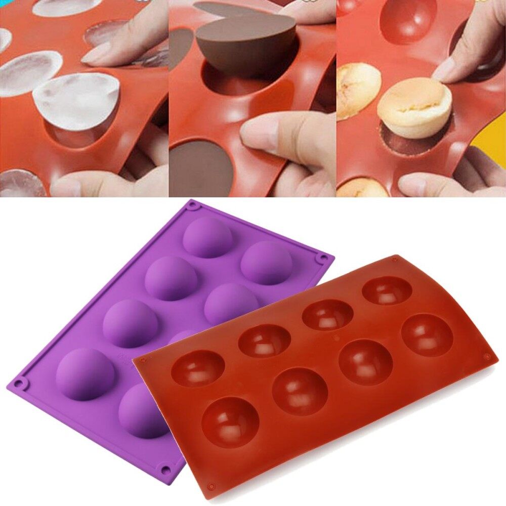 8 Half Ball Sphere Silicone Mold Cake Chocolate Candy Soap Cookie Baking Mould