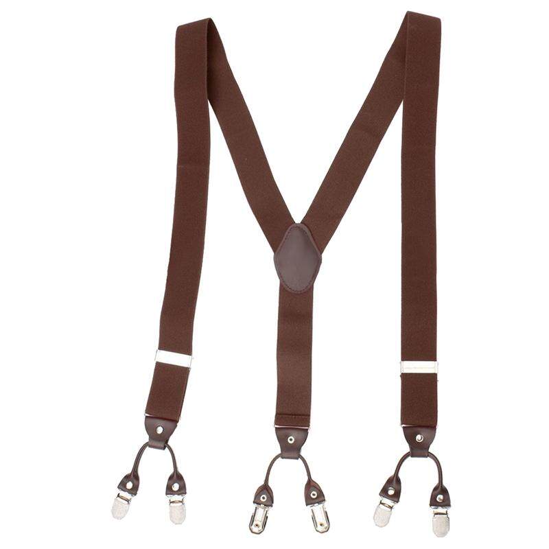 Men Trouser Suspender Adjustable Y-Shape Elastic Braces Buckle Color:coffee