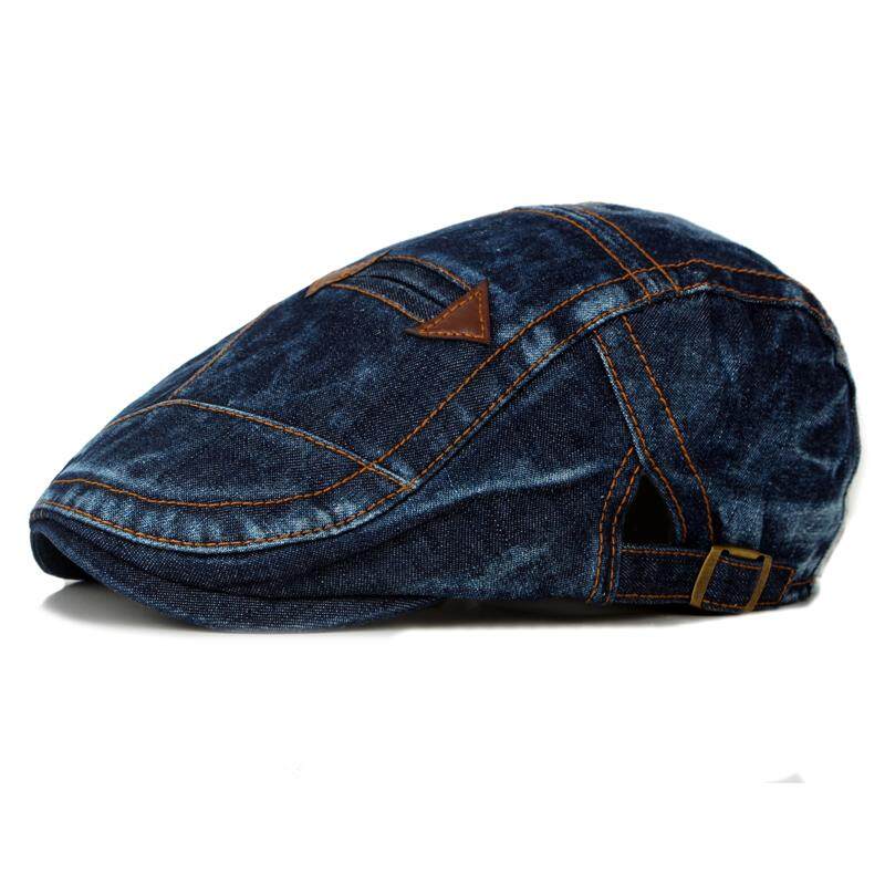 แฟชั่นฤดูร้อนผู้ชายล้างผ้ายีนส์ Beret หมวกแบนหมวกสำหรับคาวบอย - นานาชาติ