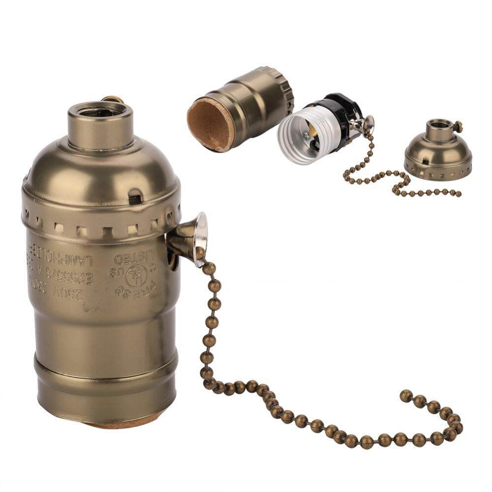 epayst E27 Aluminum Vintage Light Socket with Pull Chain Desk Table Lamp Lighting Holder Screw Base epayst E27 Aluminum Vintage Light Socket with Pull Chain Desk Table Lamp Lighting Holder Screw Base
