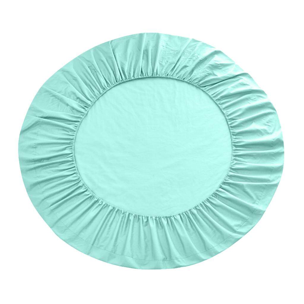 BolehDeals Solid Color Pure Cotton Round Bed Spread Fitted Sheet Covers Water Blue