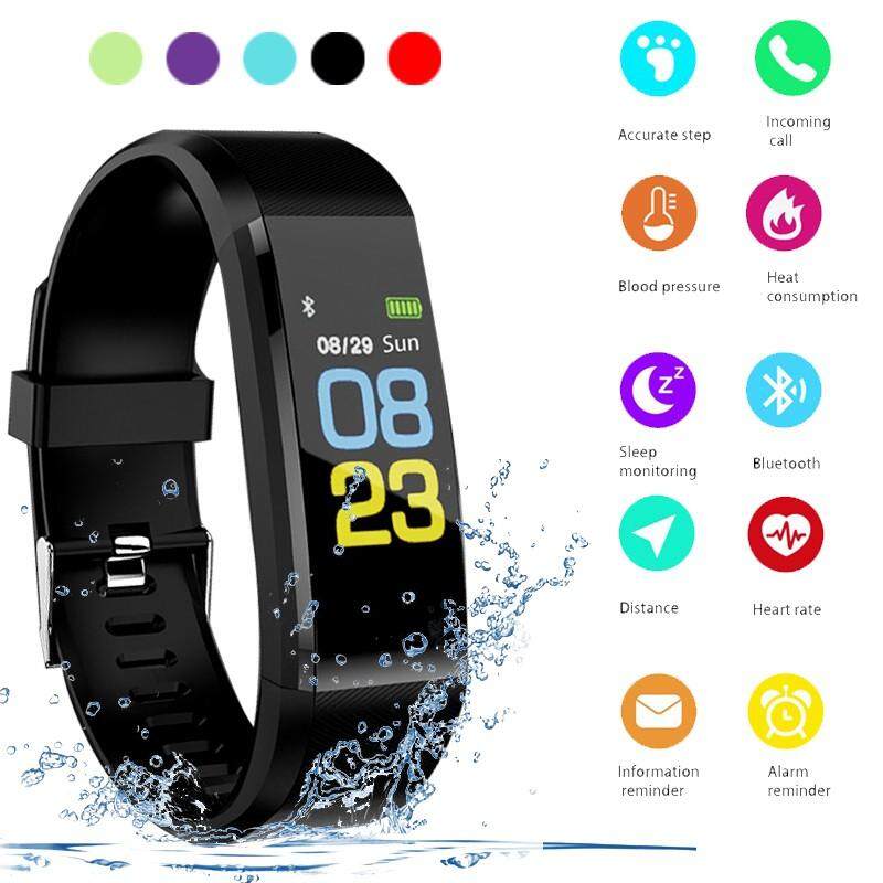 GoldSong 115 PLUS สร้อยข้อมือสมาร์ทสี IPS หน้าจอ Smartband กันน้ำเครื่องติดตามการออกกำลังกายสมาร์ทนาฬิกากําไลสำหรับ iPhone Xiaomi Huawei OPPO VIVO PK Mi บาง