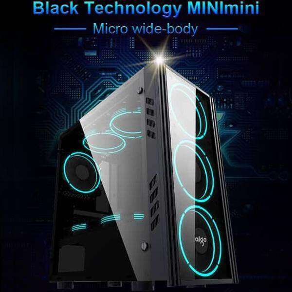 1 x Aigo Black Tech Mini Front Panel Tempered Glass With Full Window Casing + 3pcs Aigo Eclipse Ring LED Fan Malaysia