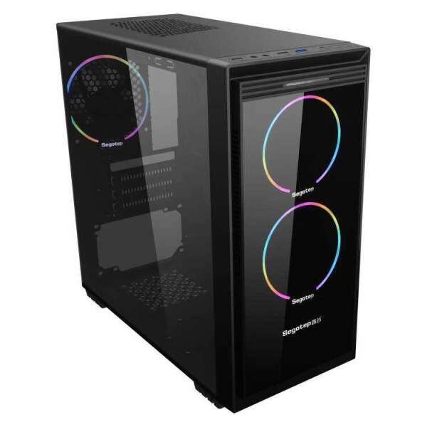 Segotep HALO 6 Mini + 2x Lighting 12CM RGB Fan mATX Casing Black Malaysia